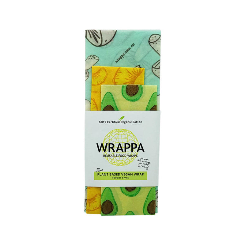 WRAPPA Reusable Food Wrap Vegan Foodies x 3 Pack - Wild Health Wellness